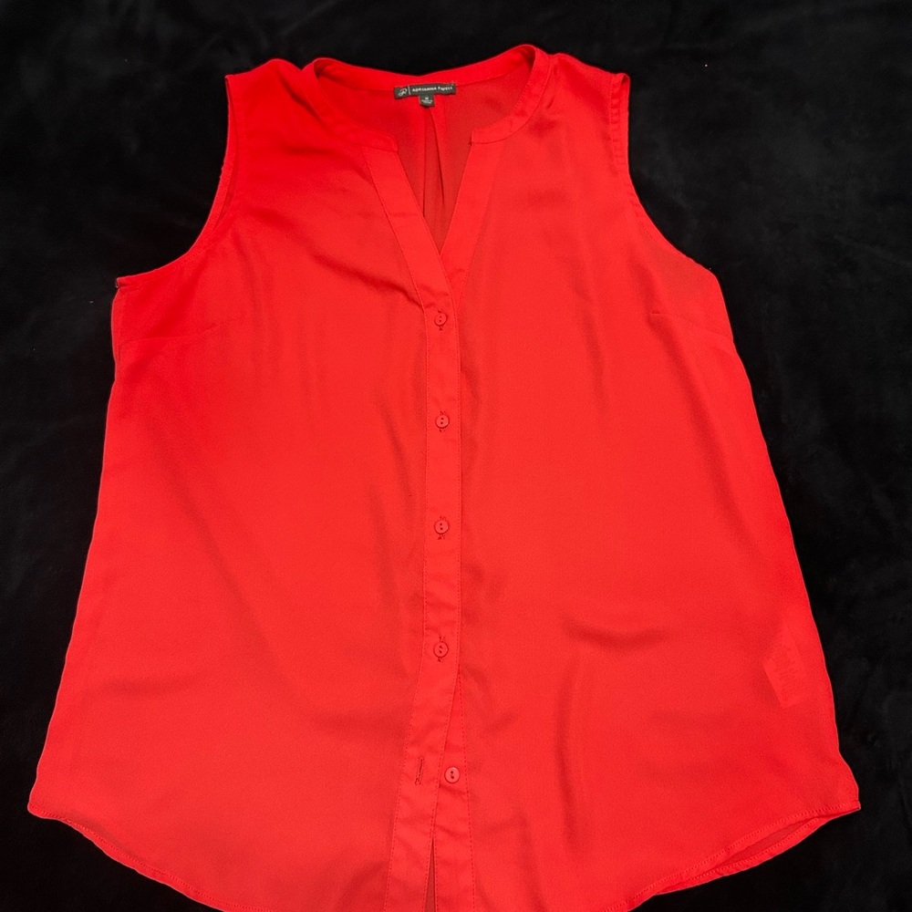 Sleeveless Bright Coral Button-Up Top